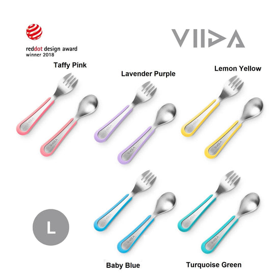 Viida Souffle Antibacterial Stainless Steel Fork & Spoon (L)