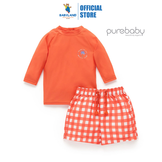 Purebaby Organic Fiesta Gingham Board Short & Rashie Set