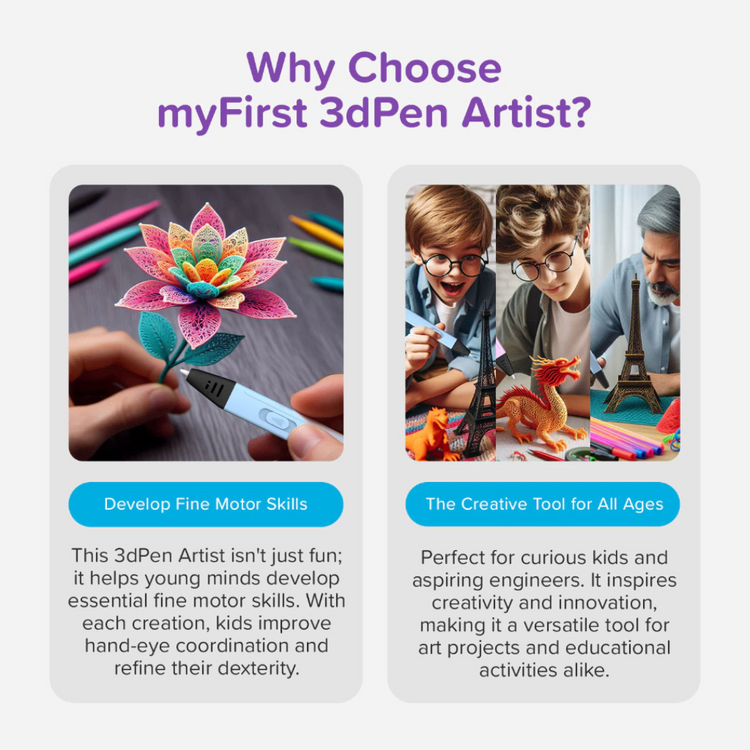 myFirst 3dPen Artist - Safe & Easy to Use STEM Learning 3D Pen for Kids