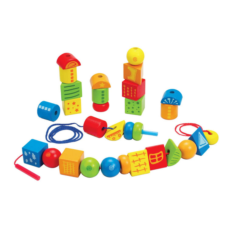 Hape 1019 String Along Shapes sorting bead for kids 3+ years