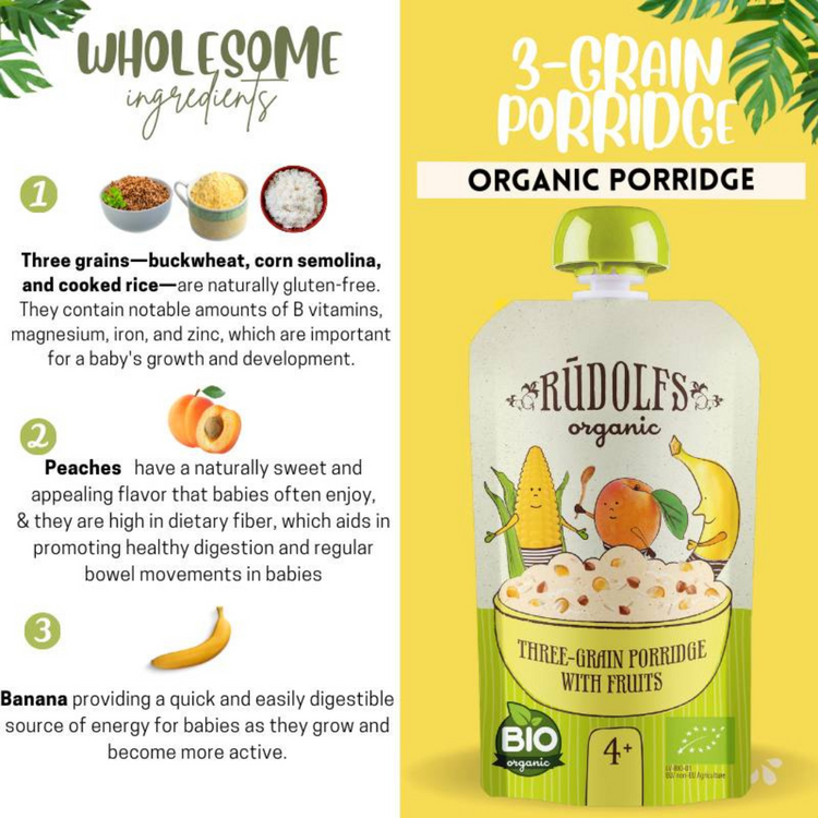 [Halal] Rudolfs Organic Premium Baby Porridge in Pouches (suitable: 4m+ -- 6m+)