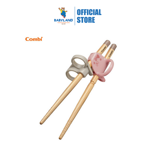 Combi Baby Education Chopsticks Wood Right Hand - Pink