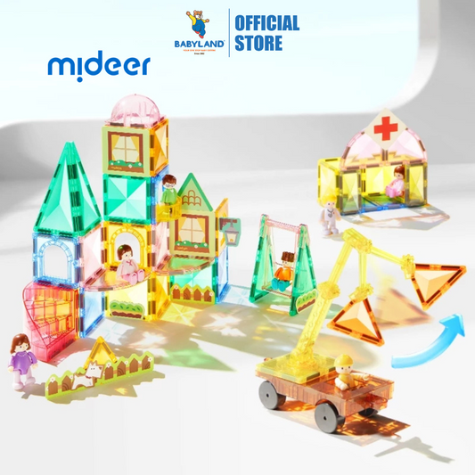 Mideer Magnetic Tiles – Family World and Vehicle Set | Magnetic Building Blocks for Kids(Our Family/City Hero Squad)
