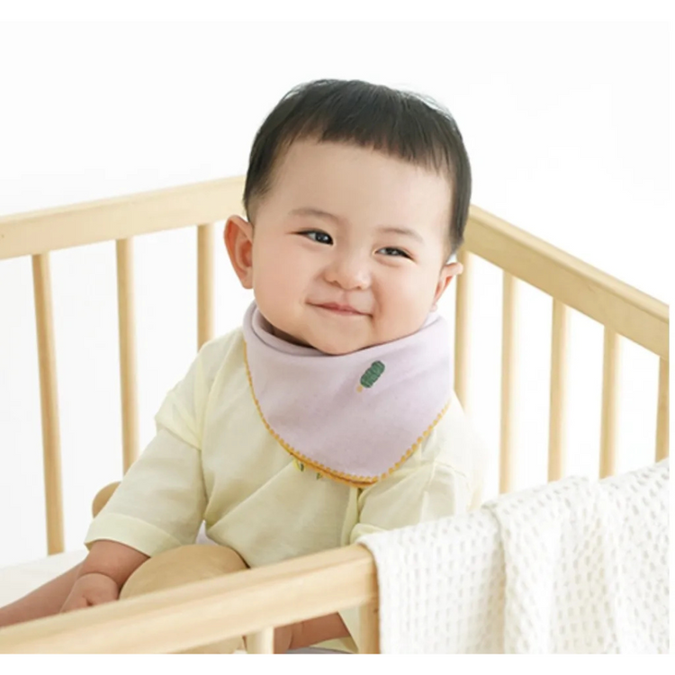 Bebe Bamboo Signature Handkerchief/ Bib 3Pcs Set (Blue, Beige & Purple)