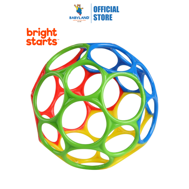 Bright Starts Oball Classic Easy-Grasp Toy (Red,Blue,Green,Yellow) (0m+), 4 Inches