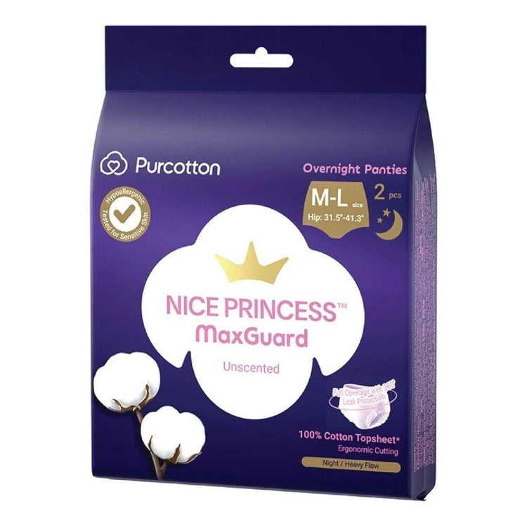 Purcotton Nice Princess MaxGuard Overnight Panties Size M-L (2 Pcs)