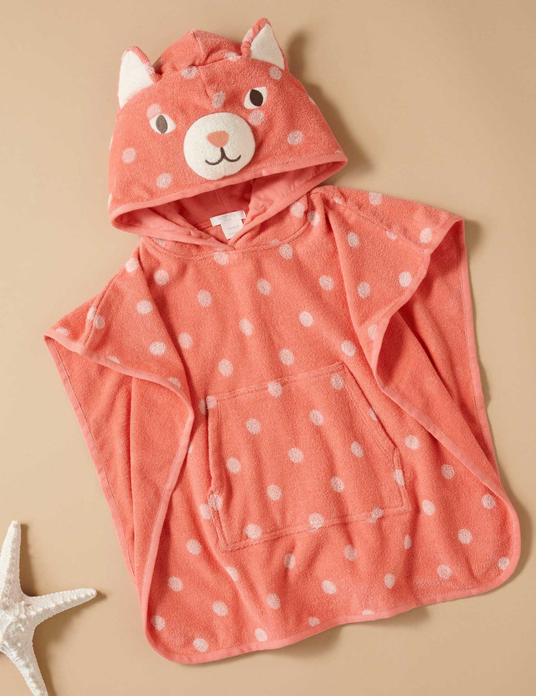 Purebaby Organic Hooded Animal Towel - Coral Spot