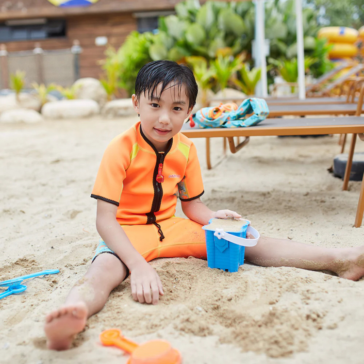 Cheekaaboo Twinwets Toddler Thermal Swimsuit UPF50+ Orange Dino