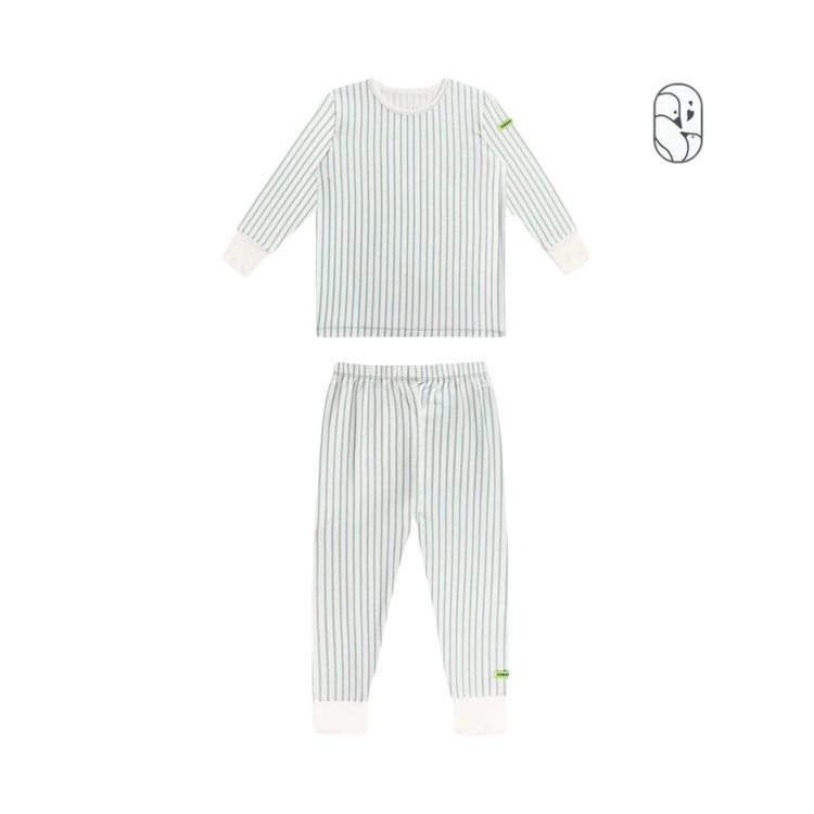 Hamako Tencel Kids/Adult Long Set Fantasy Collection - Striped Aqua 140 (9-10yrs)