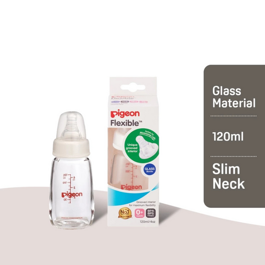 Pigeon Flexible Slim Neck Glass Nursing Bottle (120ml/240ml)