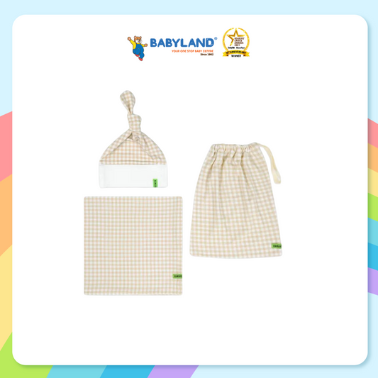 Hamako Blanket and Beanie Set - Creme Gingham