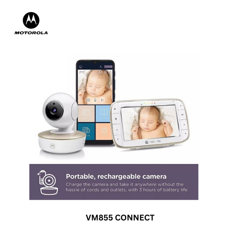 Motorola VM855 CONNECT 5.0” Portable Wi-Fi® Video Baby Monitor with Flexible Crib Mount