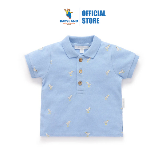 Purebaby Organic Seagull Polo Shirt Seagull Broderie