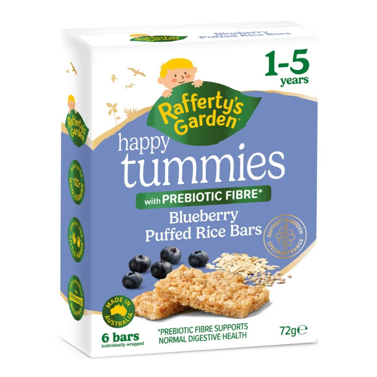 Rafferty's Garden Happy Tummies Blueberry Puffed Rice Bars 72g | Suitable for 1-5 years