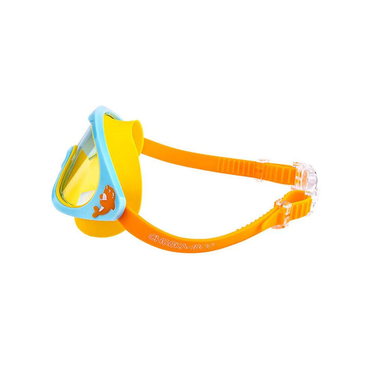 Cheekaaboo Wide Frame Swim Goggles - Blue Yellow Dolphin