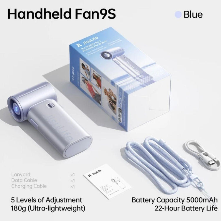 JisuLife Handheld Fan 9S (5000mAh) Portable Mini Fan 22h Battery Life Cooling Fans with LED Display for Travel Home Office