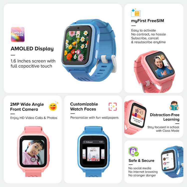 [NEW] myFirst Fone M1 4G Kids Smartwatch Phone | GPS Tracking, Voice & Video Call, Messaging, 2-Day Battery