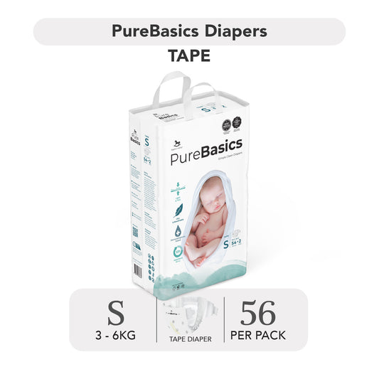 Applecrumby PureBasics Tape Diapers - S56 / M48 / L40 / XL32