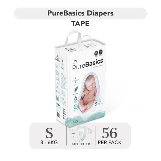 Applecrumby PureBasics Tape Diapers - S56/M48/L40/XL32