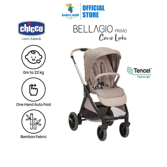 Chicco Bellagio Primo Two Ways Facing Auto Fold Stroller - Como Lake (0-22kg) (Merino Wool, Tencel, Bamboo)