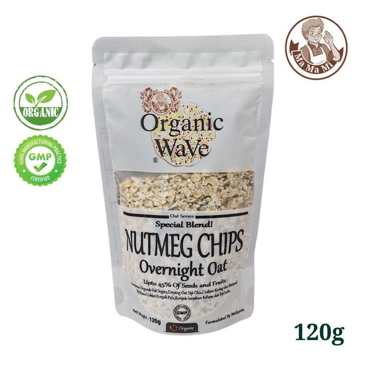 Mamami Organic Wave Overnight Oats - Nutmeg Chips 120g