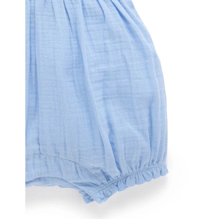 Purebaby Organic Bluebell Print Embroidered Overall Set