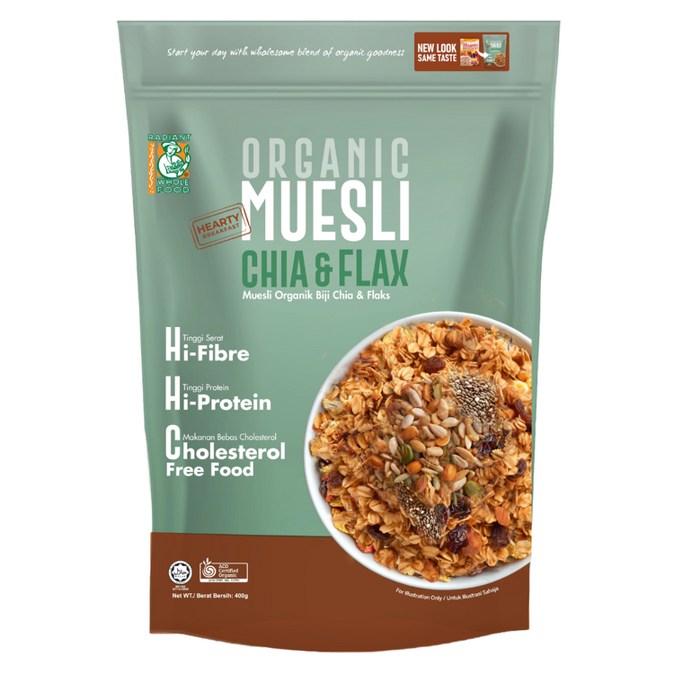 Radiant Organic Muesli Chia & Flax - Hearty Breakfast (400g)
