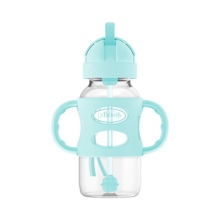 Dr Brown's Anti-Colic Options+ PP Wide Neck Sippy Straw Bottle With Handle - 270ml (6m+)