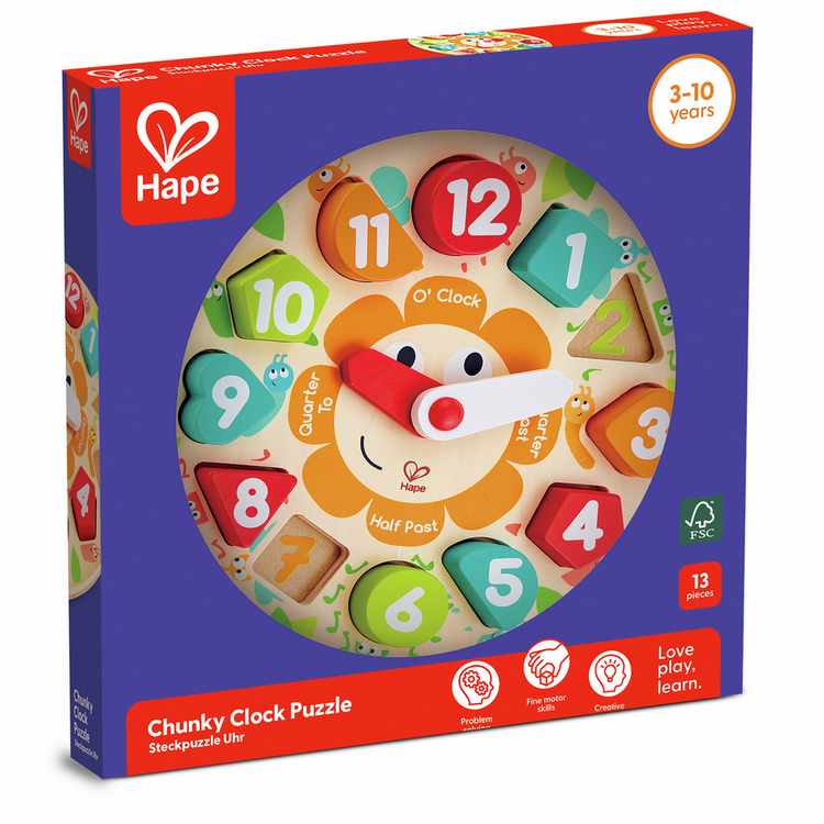 Hape 1622 Chunky Clock Puzzle From 3 Years