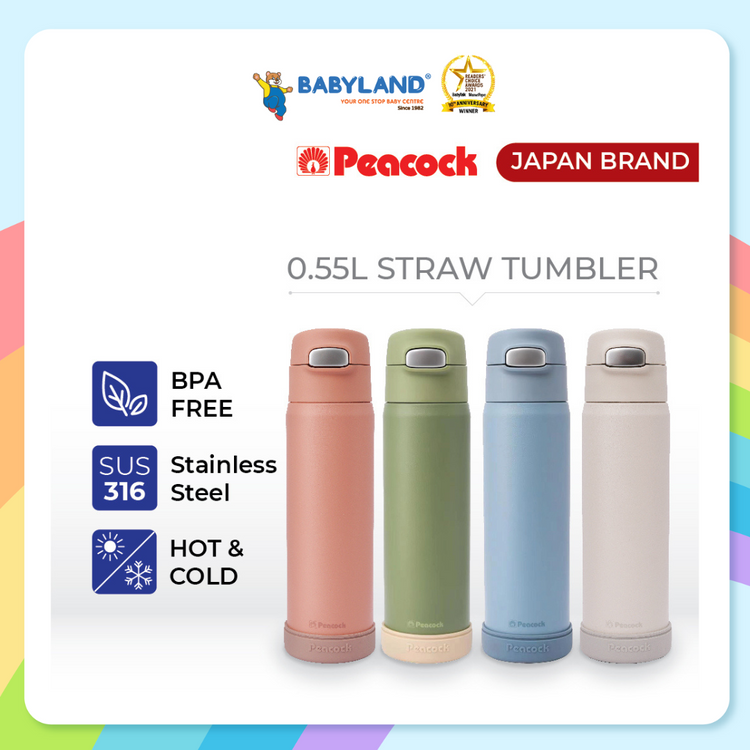 Peacock 550ML SUS316 One Touch Straw Bottle DPA-55