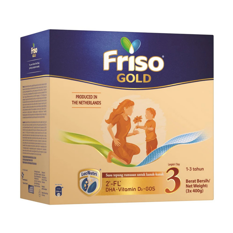 Friso Gold Step 3 Milk Formula 1.2kg (1-3yrs) (3 x 400g) [Exp 18 Jan 2027 &/ Later]