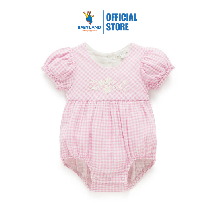 Purebaby Organic Romper Passionfruit Gingham