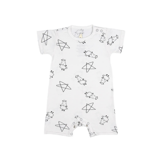 Baa Baa Sheepz Romper Short Sleeve Cute Big Star & Sheepz White