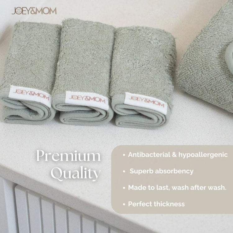 Joey & Mom Premium Bamboo Cotton Baby Washcloths (3-Pack) | Soft, Absorbent & Eczema Friendly Handkerchiefs