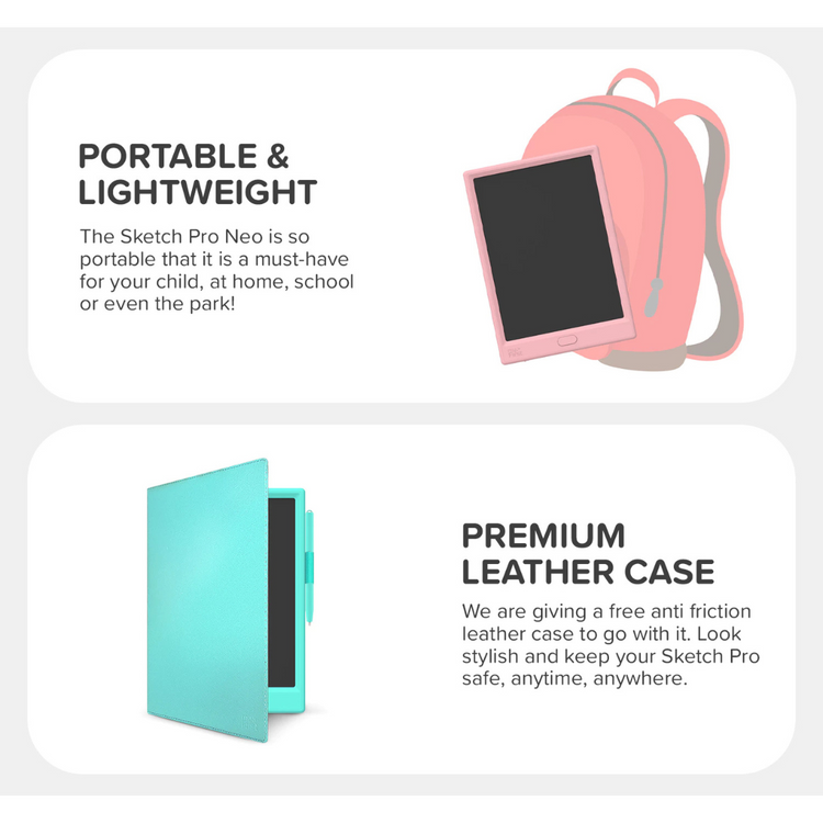 myFirst Sketch Pro NEO Color LCD Sketch Pad Digital Writing Tablet/Drawing/Sketch Pad (10") [Free Leather Case]