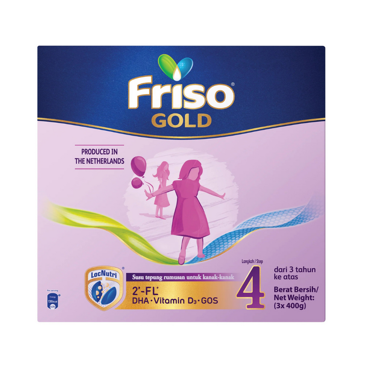 Friso Gold Step 4 Milk Formula 1.2kg (3yrs+) (3 x 400g) [Exp 30 Jun 2026 &/ Later]