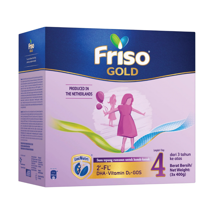 Friso Gold Step 4 Milk Formula 1.2kg (3yrs+) (3 x 400g) [Exp 30 Jun 2026 &/ Later]