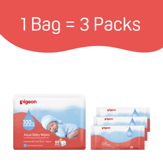 Pigeon Aqua Baby Wipes 20's x3