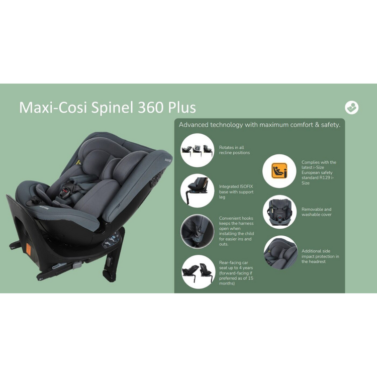 Maxi-Cosi Spinel 360 Plus Car Seat - Black (0-36kg | 2years Warranty)