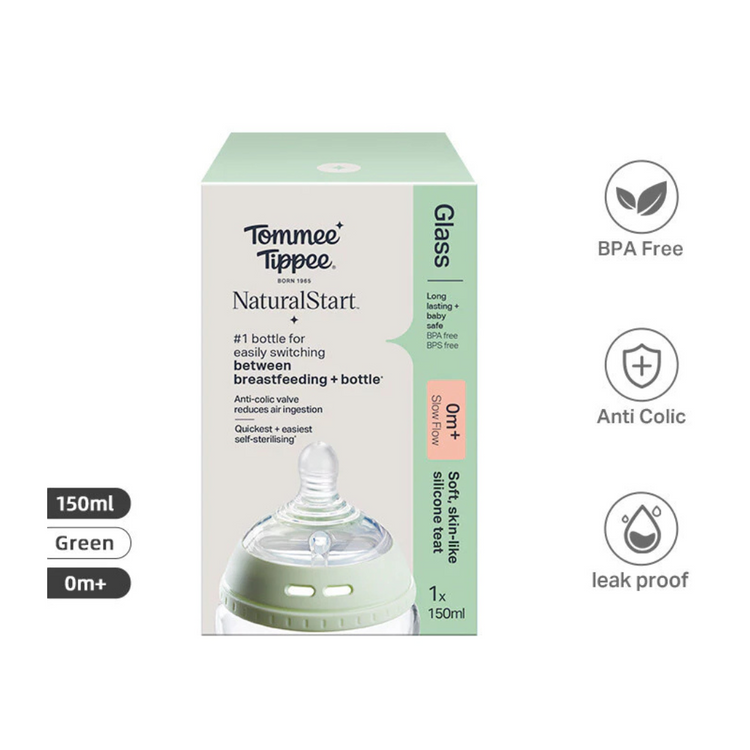 Tommee Tippee Natural Start Glass Baby Bottle , Self-Sterilising,BPA Free