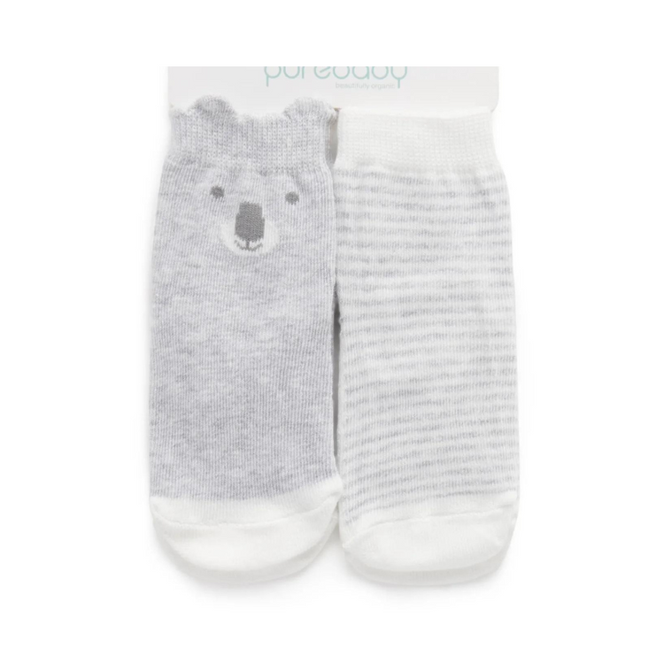 Purebaby 2 Organic Koala Socks