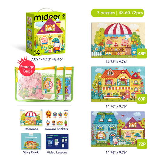 Mideer Level Up! Puzzle - Level4-Fairy Tale Town (4Y+)