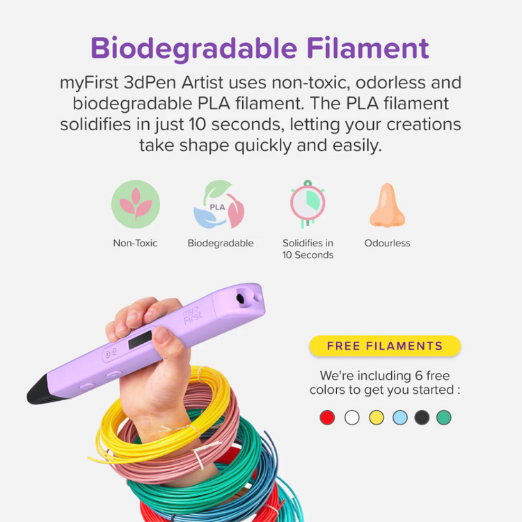 myFirst 3dPen Artist - Safe & Easy to Use STEM Learning 3D Pen for Kids