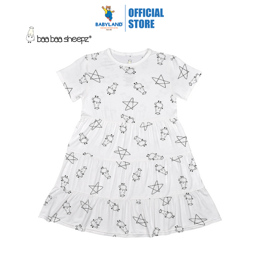 Baa Baa Sheepz Tiered Dress Cute Big Star & Sheepz White