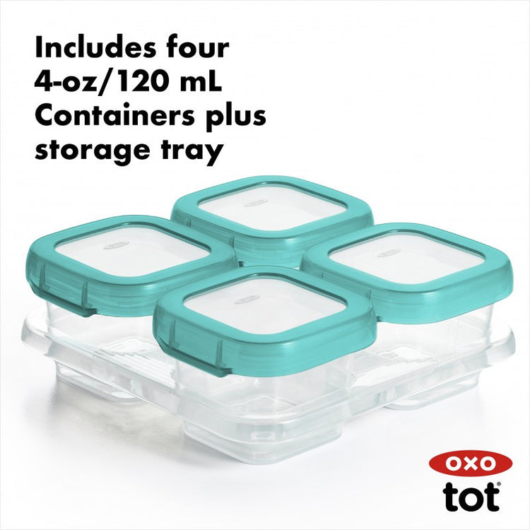 Oxo Tot Baby Blocks Plastic Freezer Storage Containers Set (4oz / 120ml)