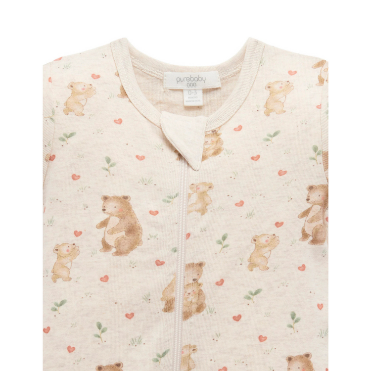 Purebaby Organic Zip Growsuit - Mamma Love Print