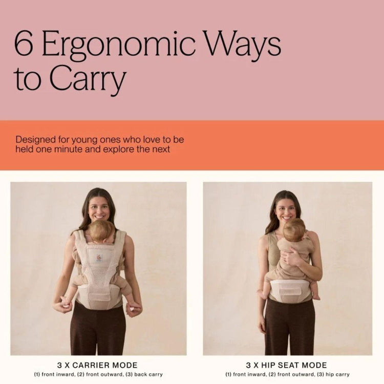Ergobaby Alta Hipseat Baby Carrier - Natural Beige (4-48 months), SoftFlex ™Mesh for #1 Airflow Ergonomic Wide cushioned Hipseat