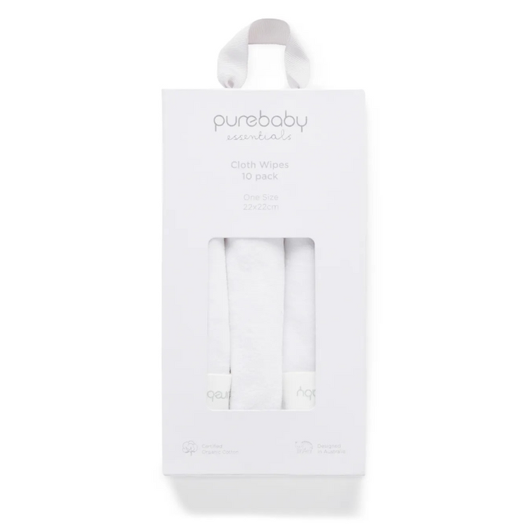 Purebaby Organic Cloth Wipes 10 Pack - White