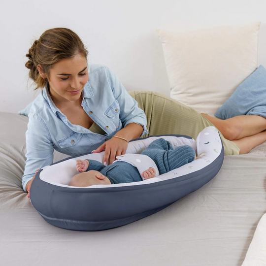 Doomoo Cocoon Baby Bed - Blue Grey Moon
