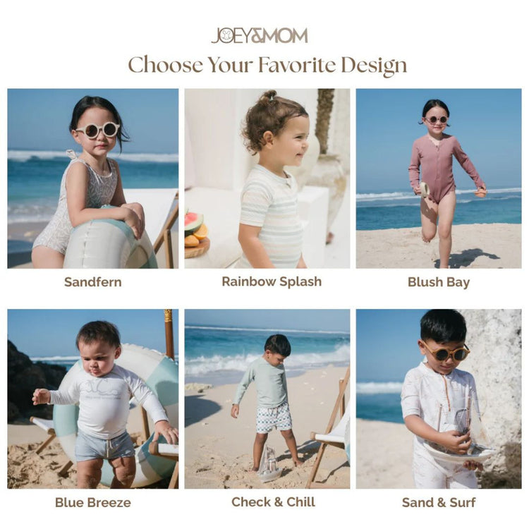 Joey & Mom Kids UPF50+ Swimwear Coastal Collection | Sun Protection Baby & Toddler Swimsuit for Boys & Girls